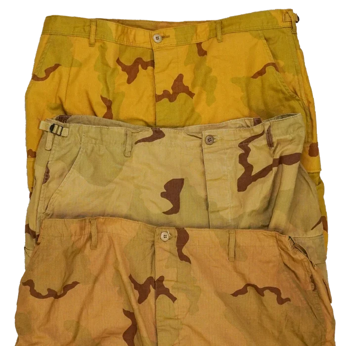 3 Colour Desert Yellow Dyed Trousers - Film Production Used - Combat Trousers