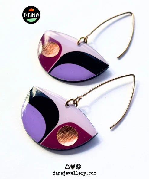 BEA (purple, lilac, and black with a pop of copper) Earrings