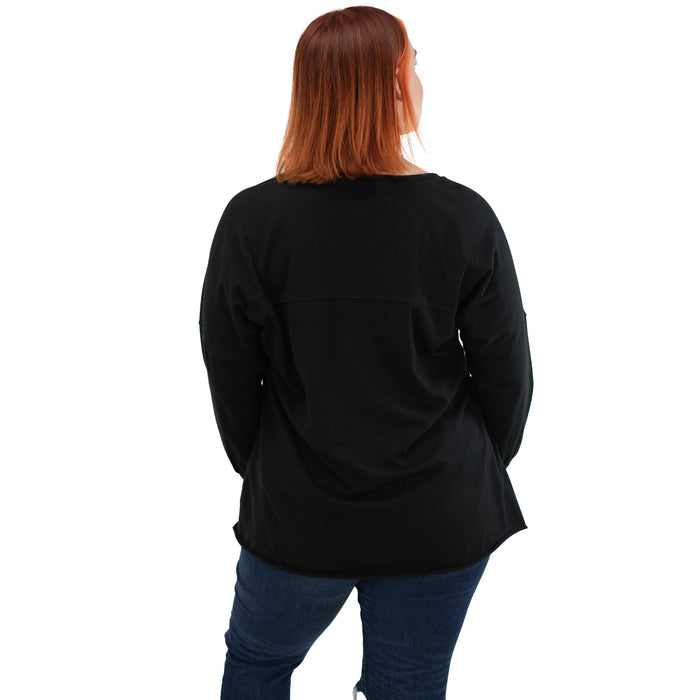 Diablo IV Logo Women's Black Long Sleeve T-Shirt - Back View on Model