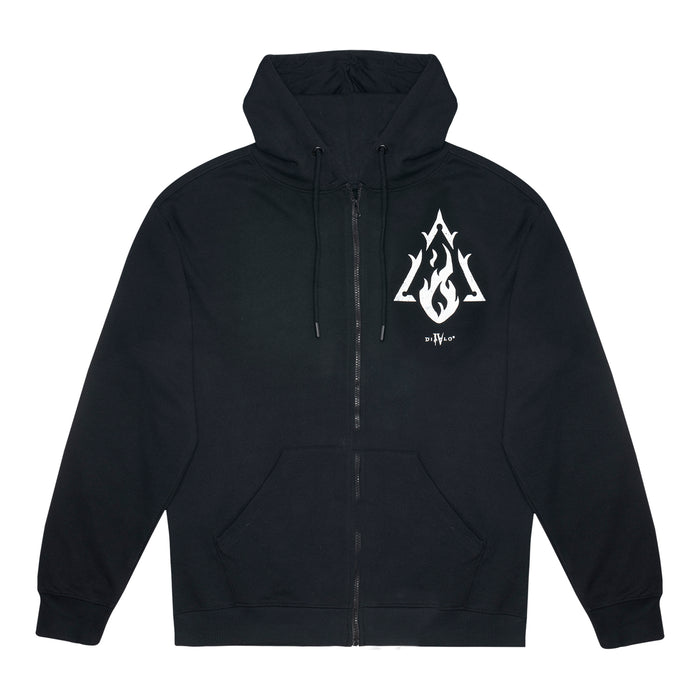 Diablo IV Sorcerer Sigil Black Zip-Up Hoodie - Front View