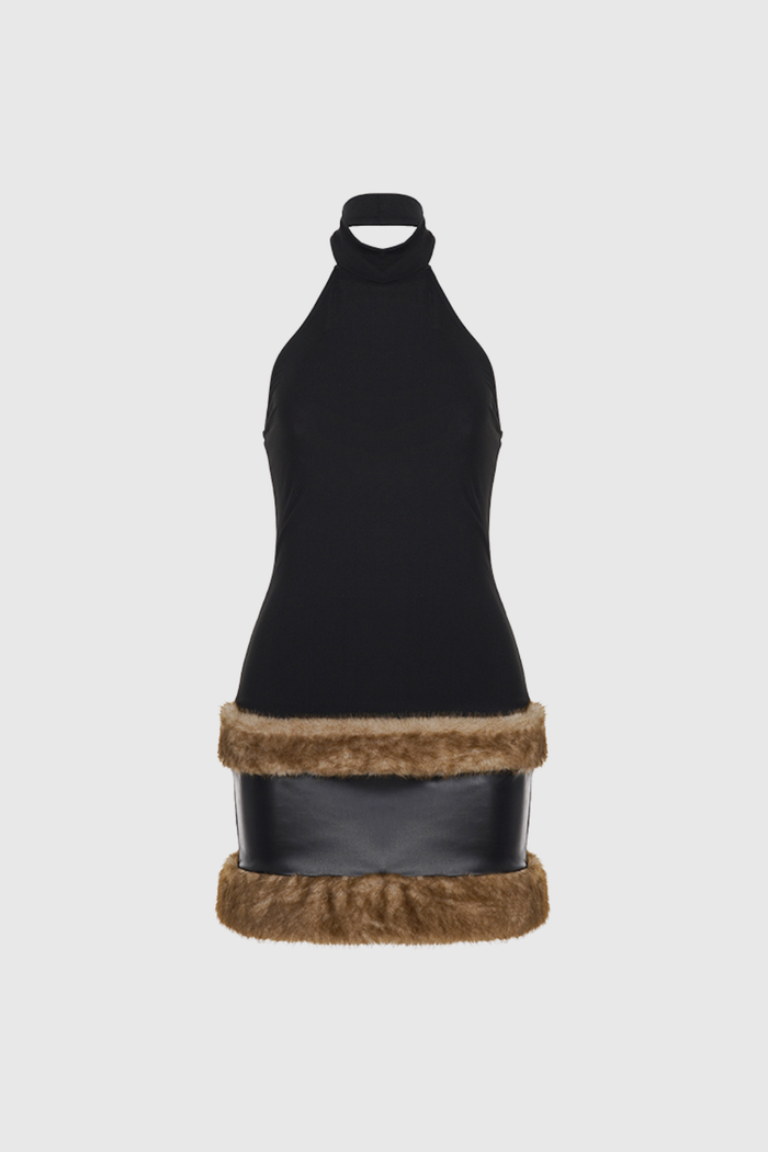 Djehutimesu Tank Top Faux Fur Mini Dress