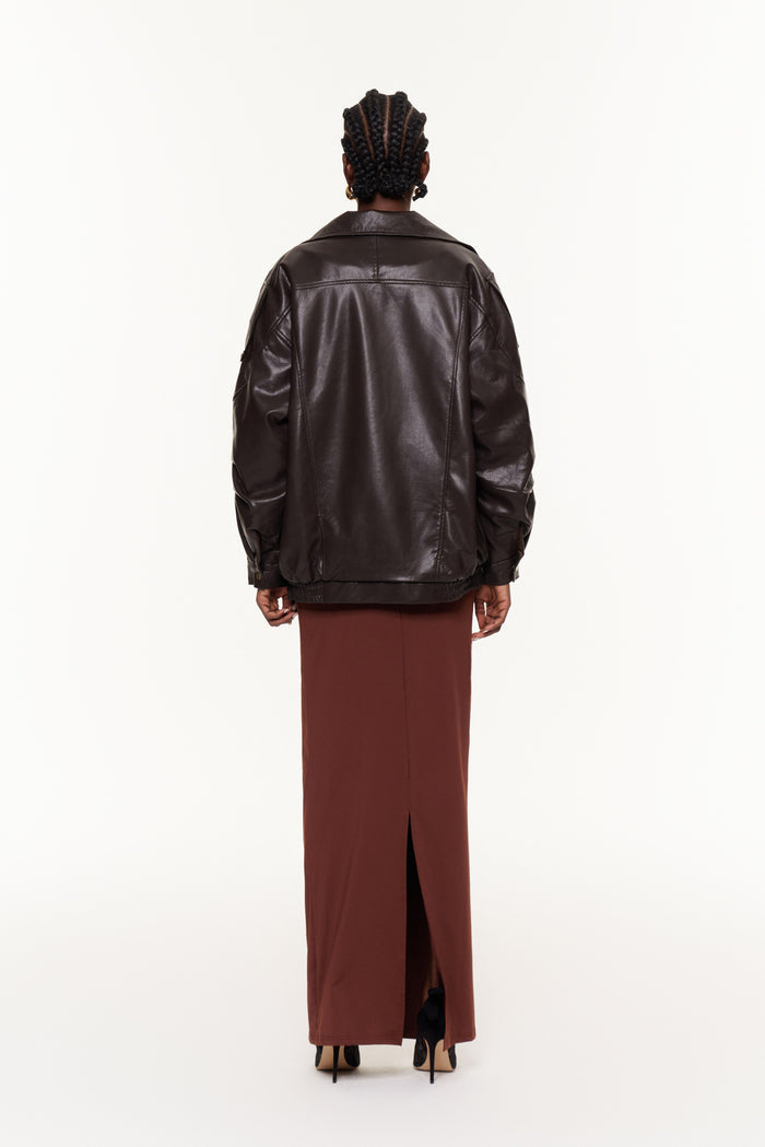 Egor Deconstruct Leather Jacket In Brown