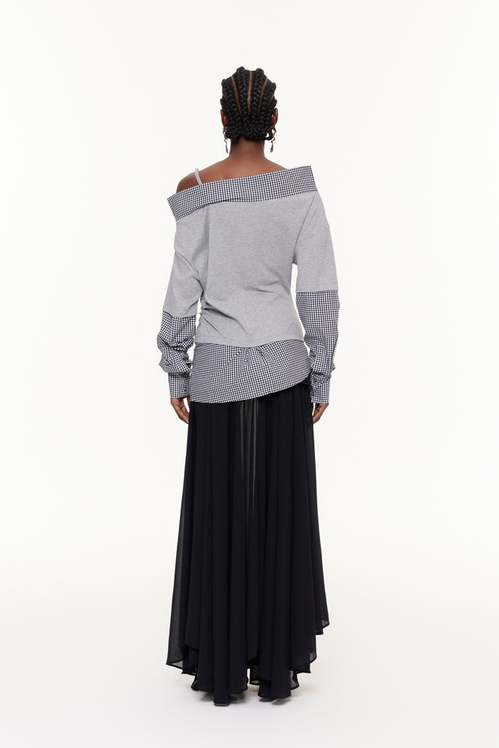 Fajra One Shoulder Grid Top
