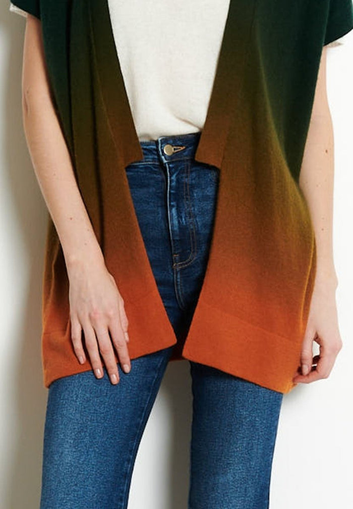 AVA 11 Kimono en cachemire tie & dye orange citrouille