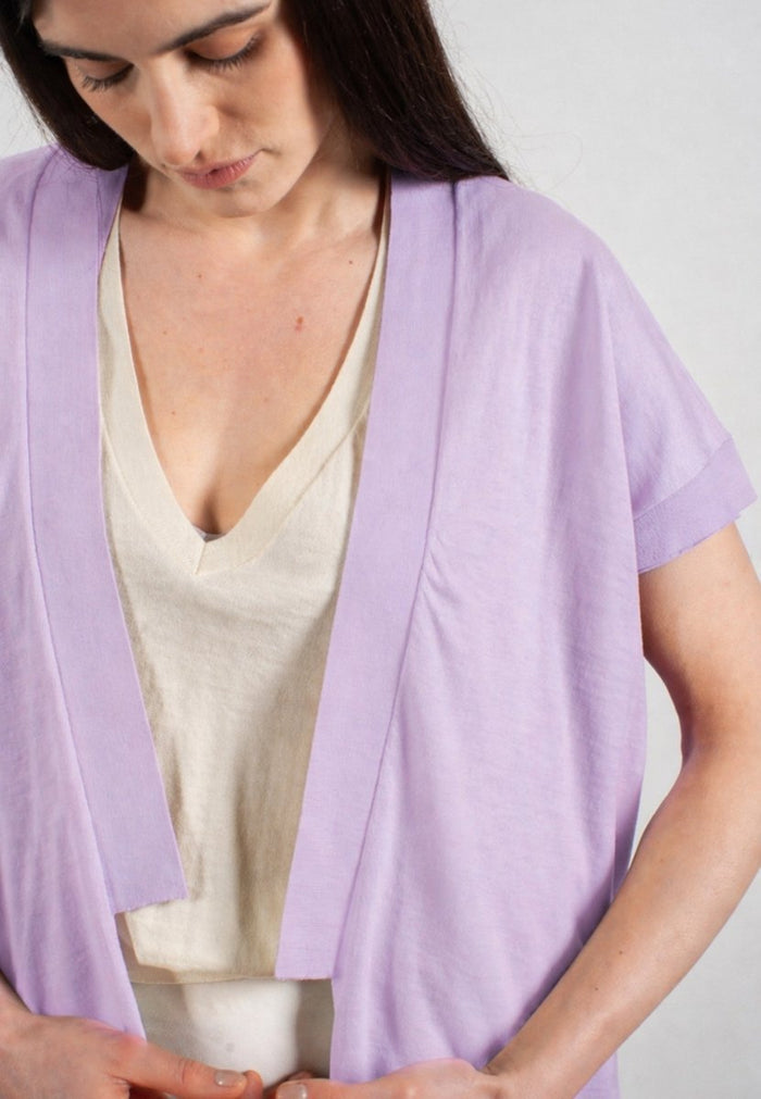 Gilet à manches courtes femme en cachemire & laine ultrafin lavande - KELLY 5
