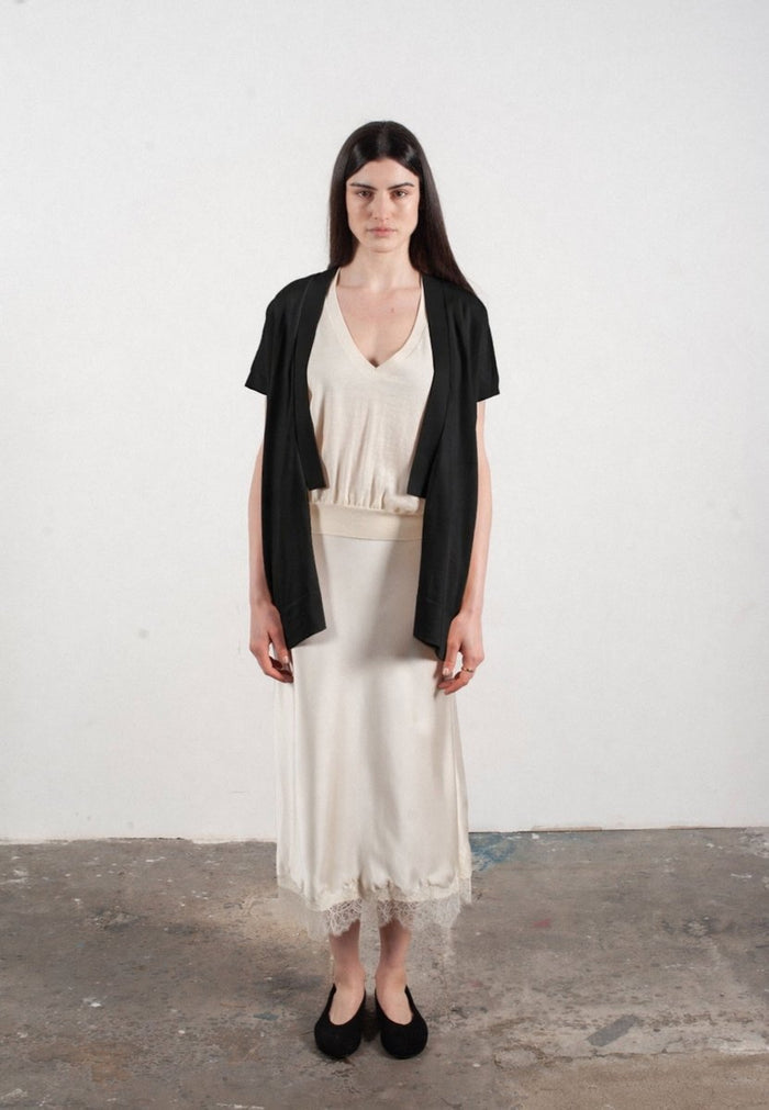 Gilet à manches courtes femme en cachemire & laine ultrafin noir - KELLY 5