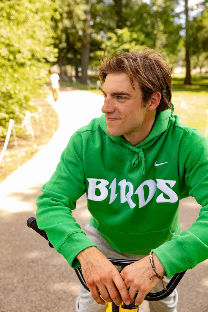 Kelly Green Retro Nike Hoodie with Sewn-On BIRDS