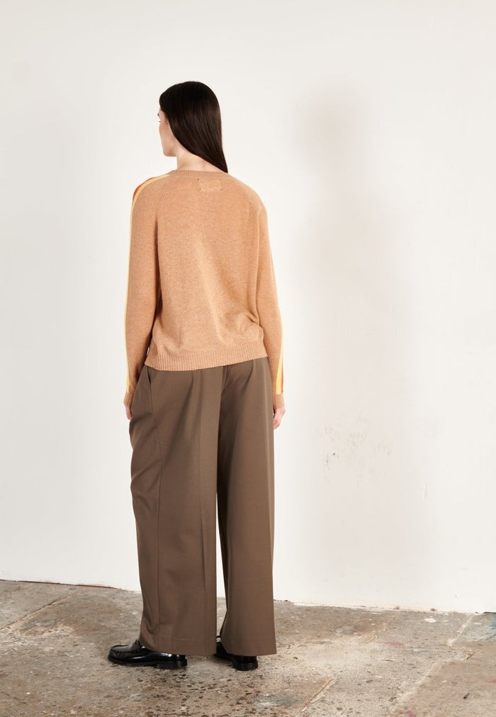 Pull col rond cachemire camel clair/marron/mandarine/jaune femme - KELLY 30