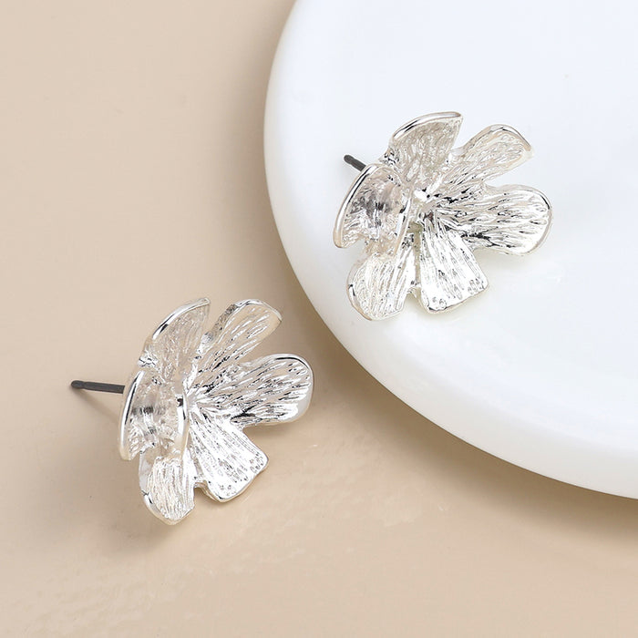 Silver Plated Textured Bloom Studs