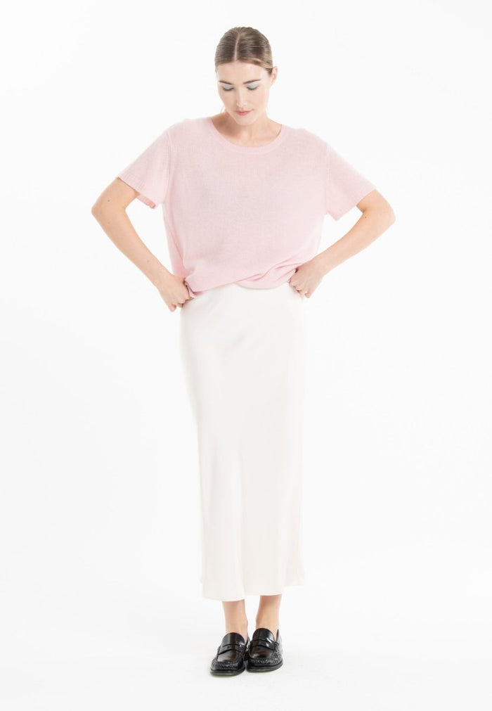 T-shirt col rond cachemire rose baby/imprimé femme - KELLY 14
