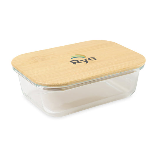 2 Cup Bamboo Storage Container - Bamboo | Custom Branded | Lemon Print