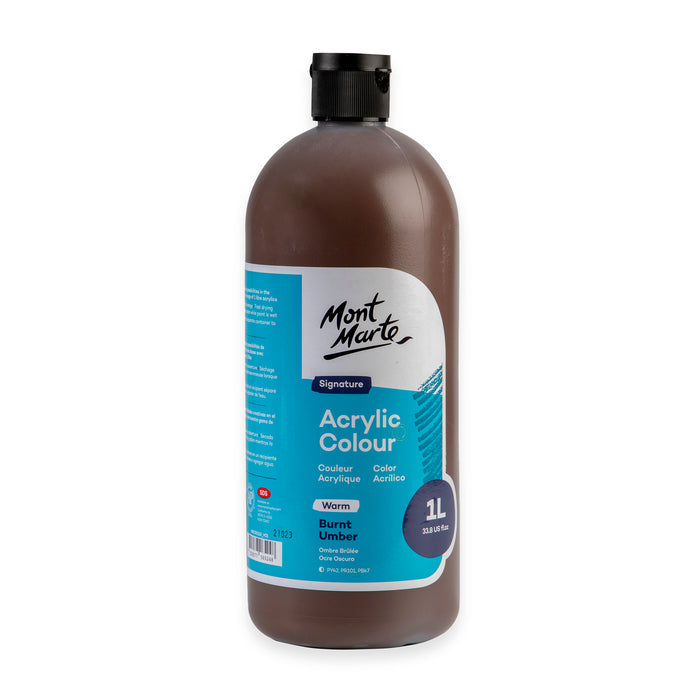 Acrylic Colour Signature 1L Squeeze Bottle - Burnt Umber