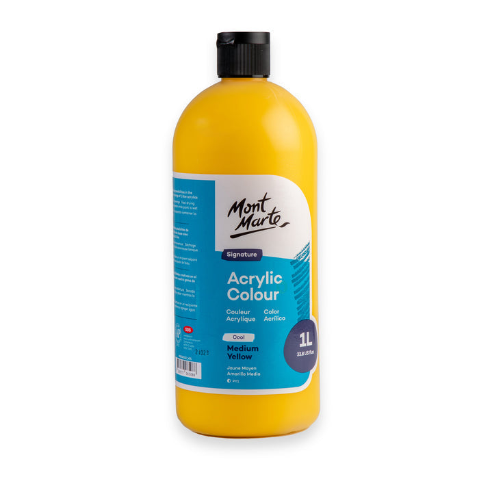Acrylic Colour Signature 1L Squeeze Bottle - Medium Yellow