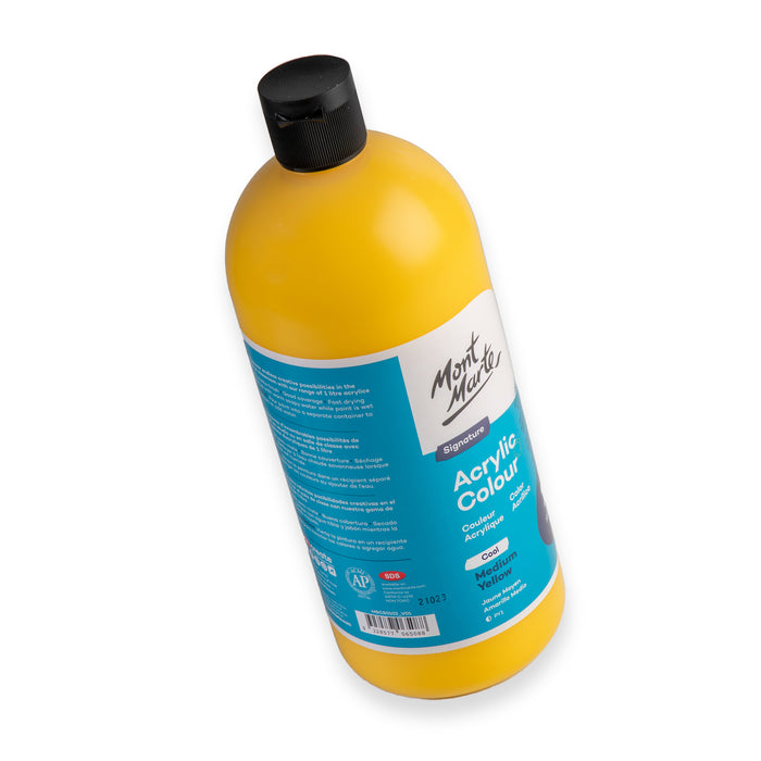Acrylic Colour Signature 1L Squeeze Bottle - Medium Yellow