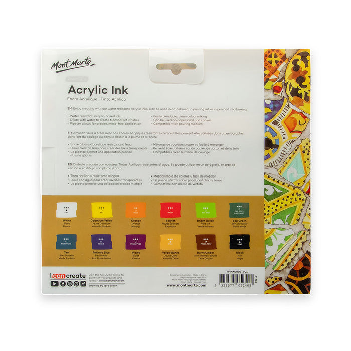 Acrylic Ink Premium 12pc x 20ml