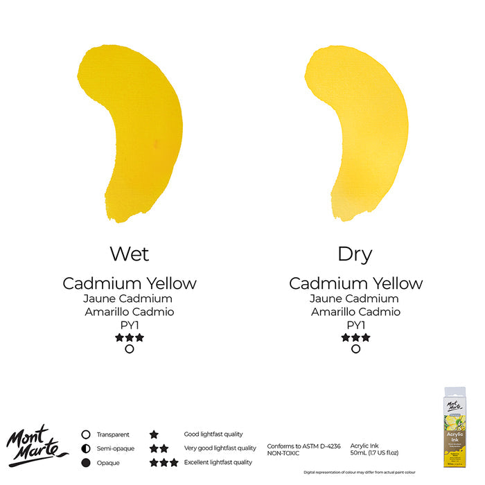 Acrylic Ink Premium 50ml - Cadmium Yellow