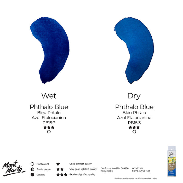 Acrylic Ink Premium 50ml - Phthalo Blue