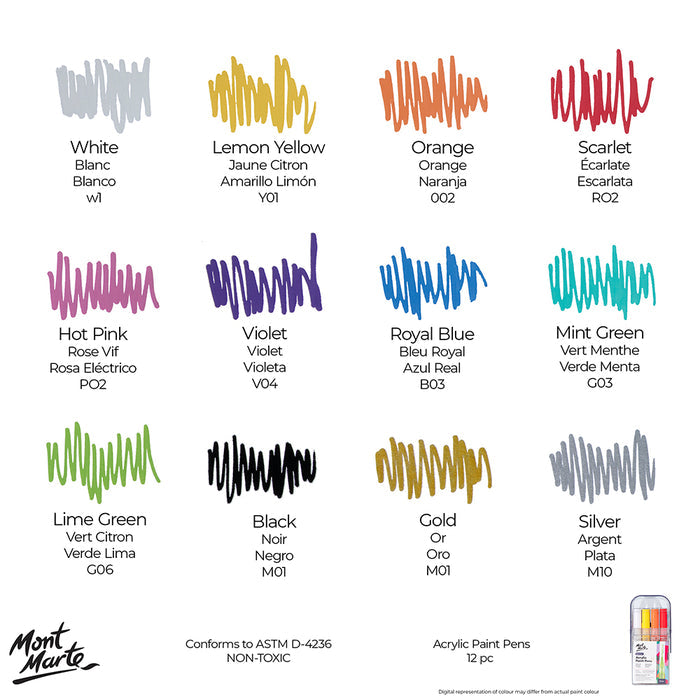 Acrylic Paint Pens in Case Broad Tip Signature 12pc