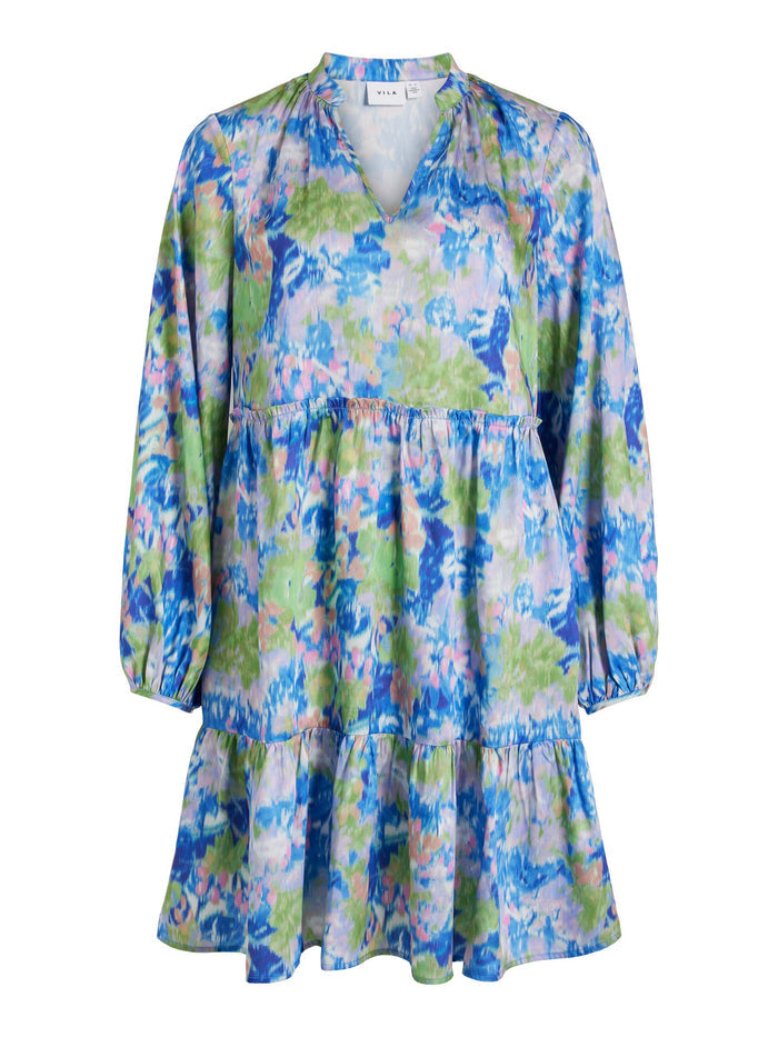 AILA LONG SLEEVE DRESS (CLOUD DANCER/COLOURFUL)
