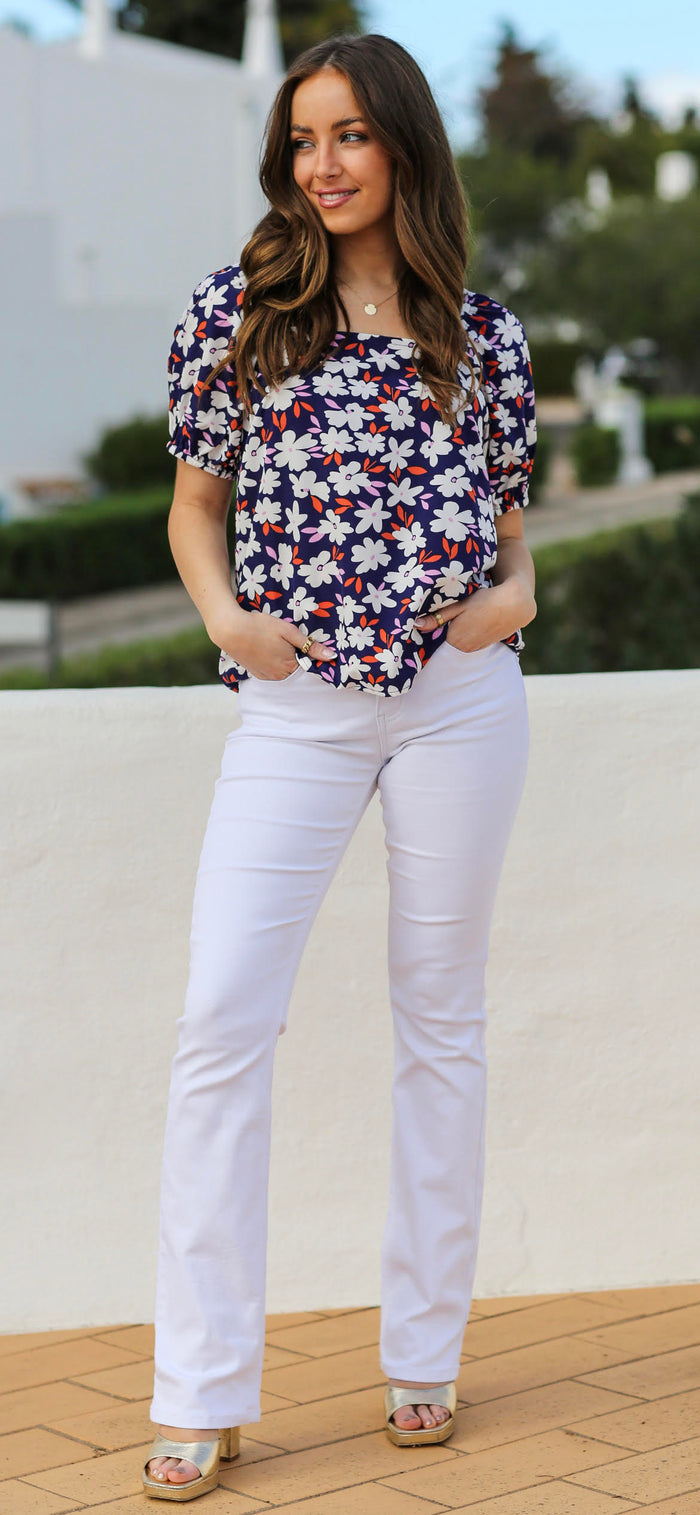 White bootcut jeans