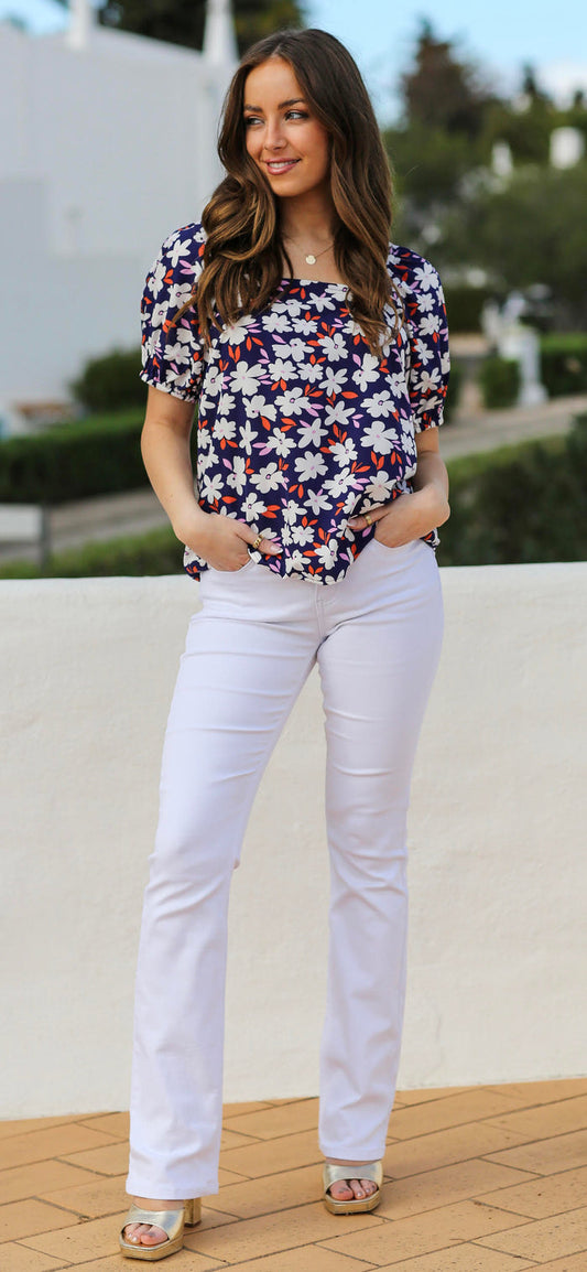 White bootcut jeans
