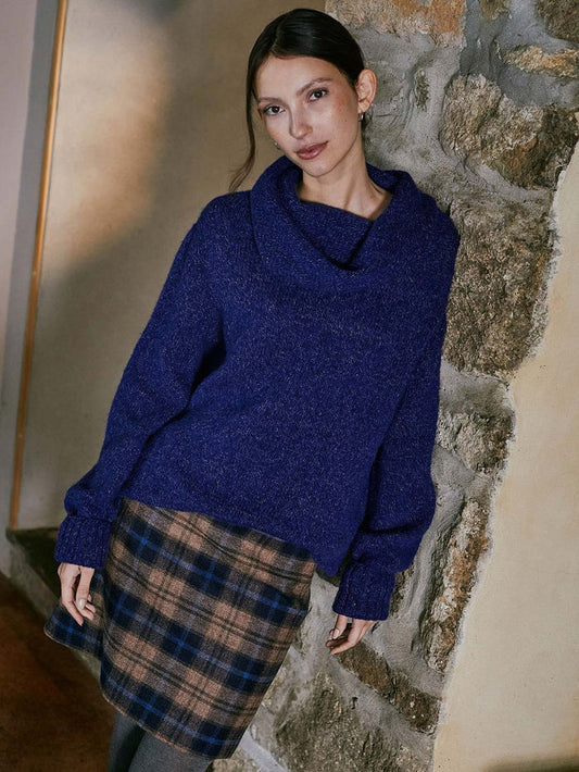 Alpaca / Silk Blend Cowl Neck Jumper