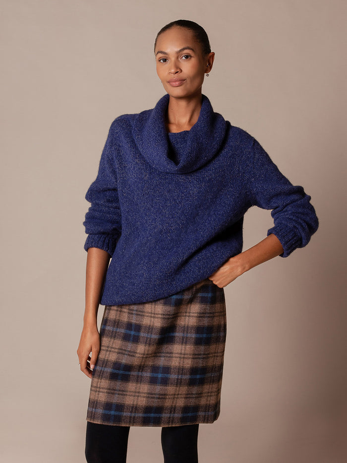 Alpaca / Silk Blend Cowl Neck Jumper