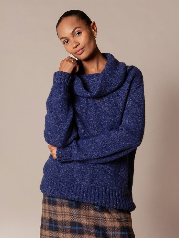Alpaca / Silk Blend Cowl Neck Jumper