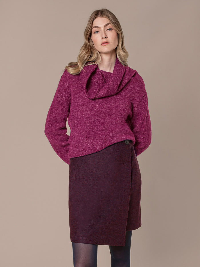 Alpaca / Silk Blend Cowl Neck Jumper