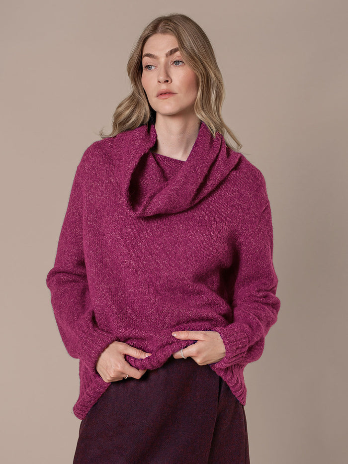 Alpaca / Silk Blend Cowl Neck Jumper