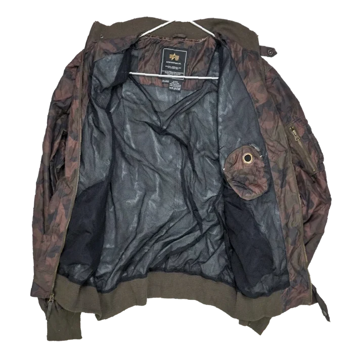Alpha Industries Camo Lightweight Bomber Jacket - 2XLarge - Army & Outdoors - Flight Jackets
