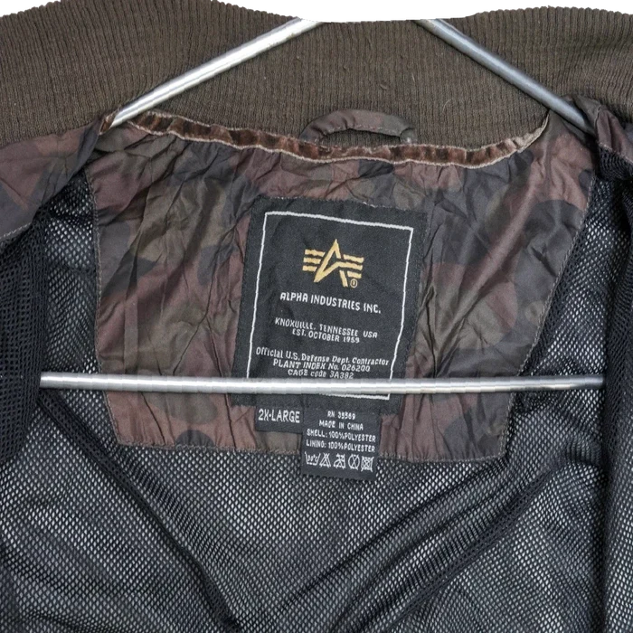 Alpha Industries Camo Lightweight Bomber Jacket - 2XLarge - Army & Outdoors - Flight Jackets