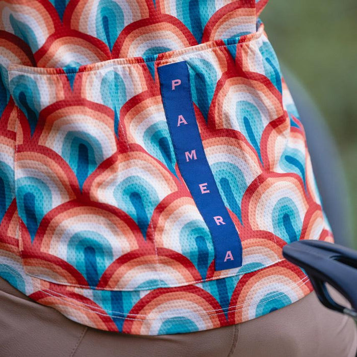 Cyclist wearing a pamera shirt hawaian style