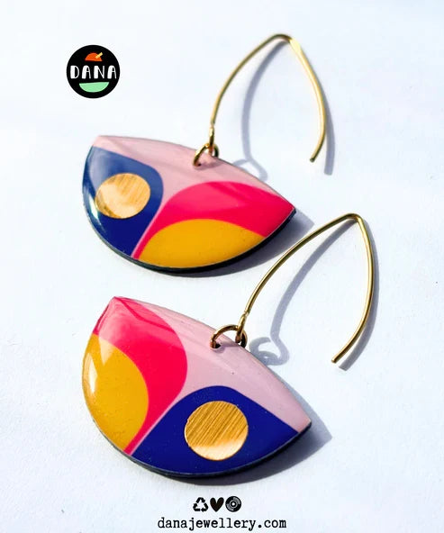 BEA (fuchsia, yellow, blue with lush pop of gold) Earrings