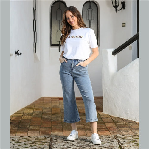 BERNIE CROP FLARE JEANS - SHORT LEG (LIGHT BLUE)