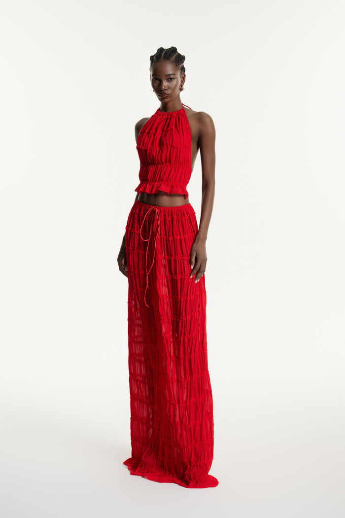 Bernt Ruch Backless Skirt Set In Red