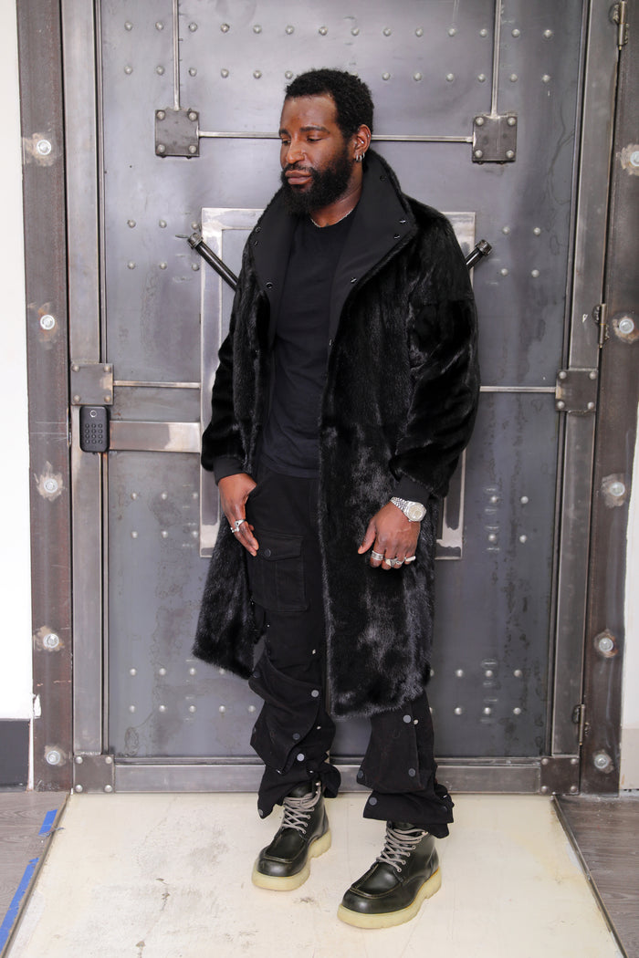 BLACK - 3-in-1 Reversible Full-Skin Mink & Technical Fabric Trench Coat