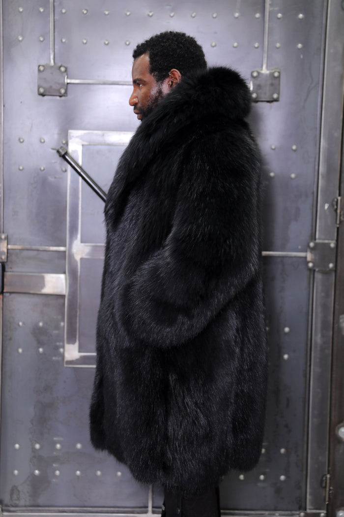 BLACK - Men's Full-Skin Full-Length Fox Coat