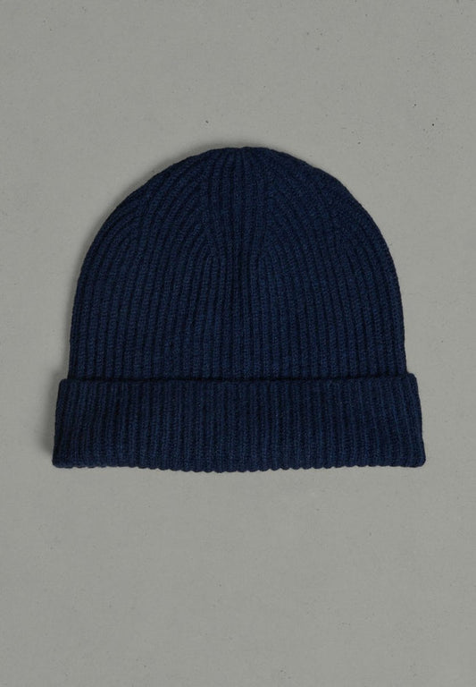 UNI 11 Bonnet côte anglaise 4 fils en cachemire bleu marine