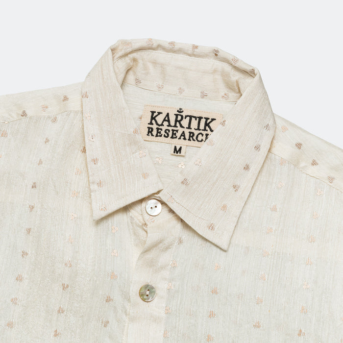 Box Shirt LS - Sequin Weave White/Gold