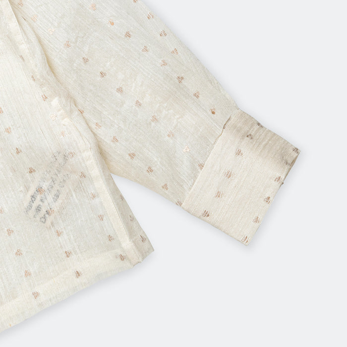 Box Shirt LS - Sequin Weave White/Gold
