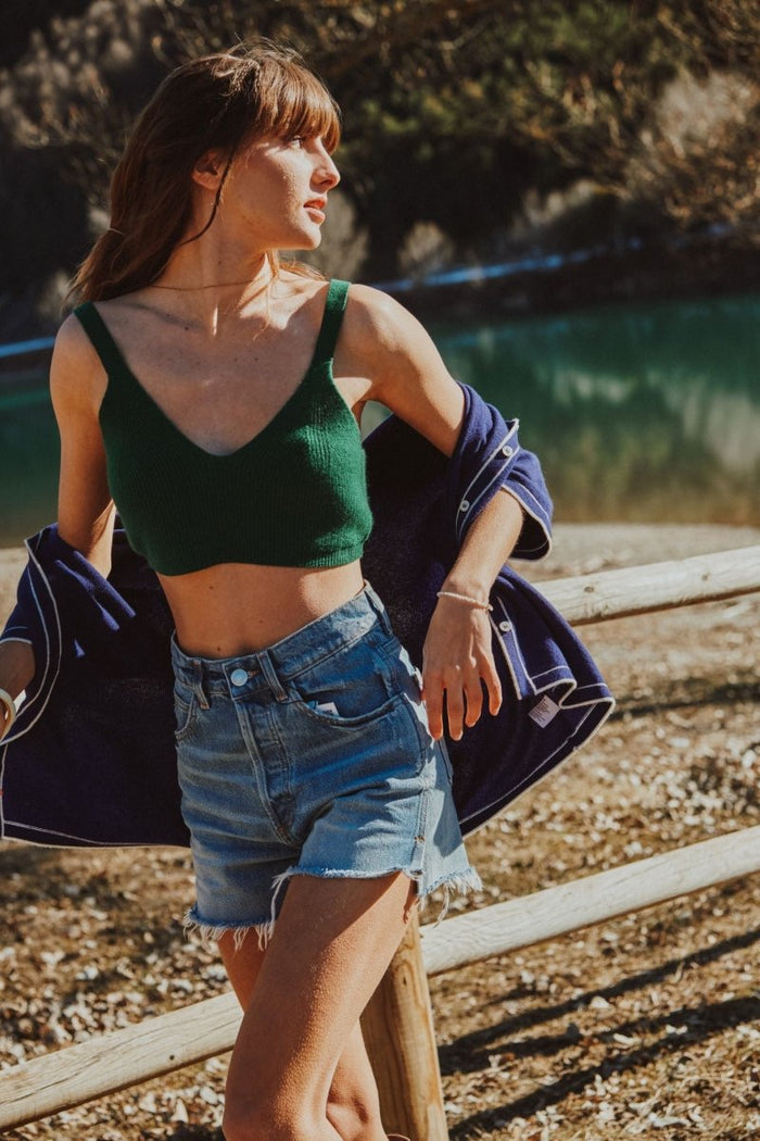 AVA 7 Brassière en cachemire déjaugé vert emeraude