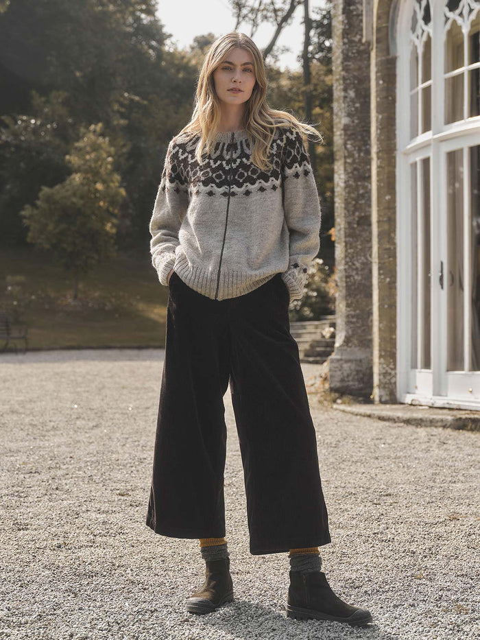 British Wool Chevron Yoke Cardigan