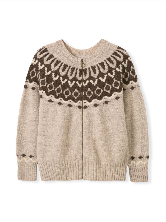 British Wool Chevron Yoke Cardigan