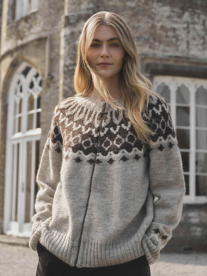 British Wool Chevron Yoke Cardigan