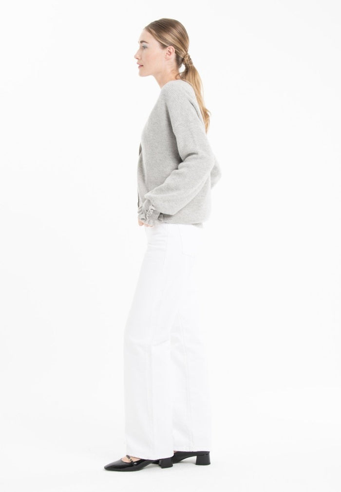Cardigan cachemire et laine gris femme - KELLY 28