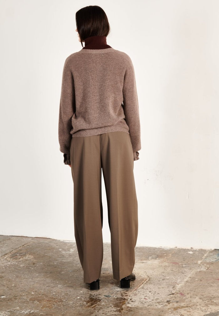 Cardigan cachemire et laine marron clair femme - KELLY 28