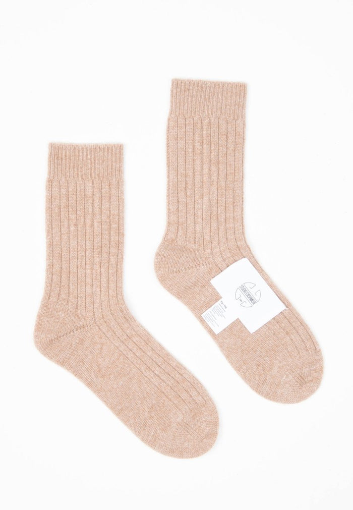UNI 12 Chausettes en côte traditionnelle 4 fils en cachemire camel