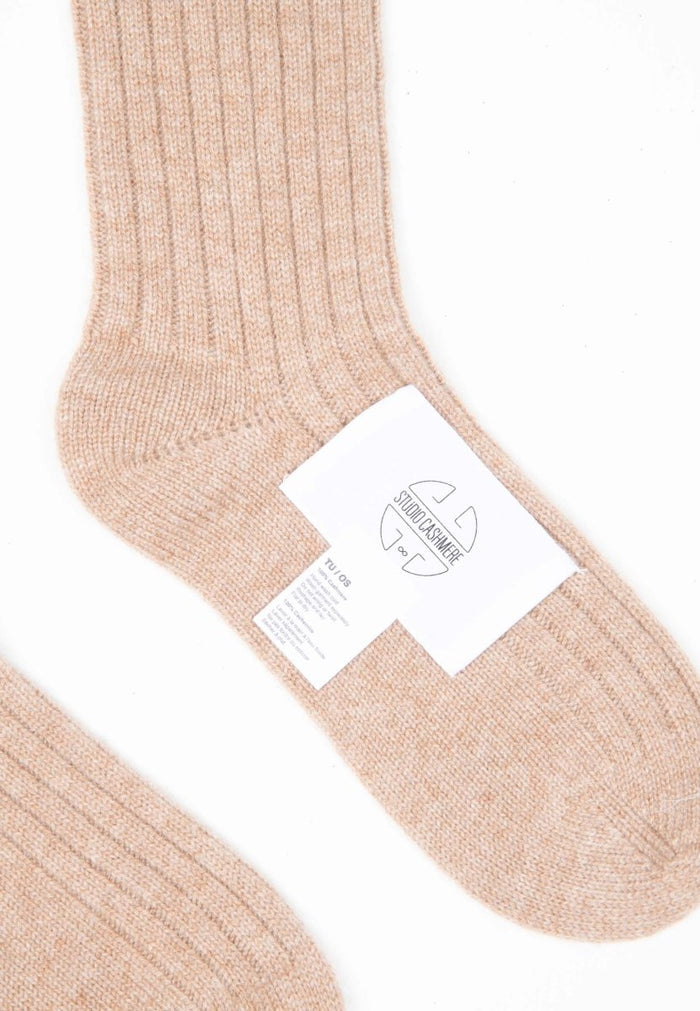 UNI 12 Chausettes en côte traditionnelle 4 fils en cachemire camel