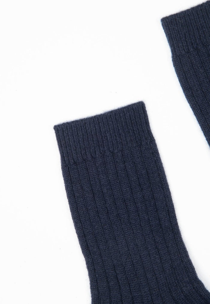 UNI 13 Chausettes en côte traditionnelle 4 fils en cachemire bleu marine